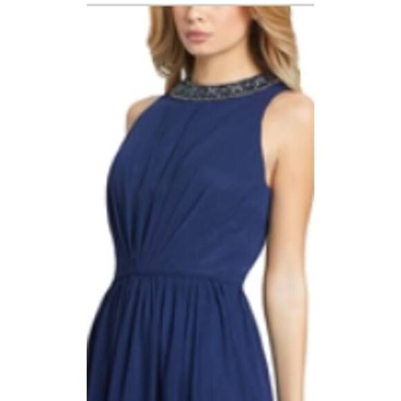 Ieena Duggal 55147 Beaded Jewel Neck A-Line Simple Formal Dress Blue NWT Sz 8 - Picture 3 of 10